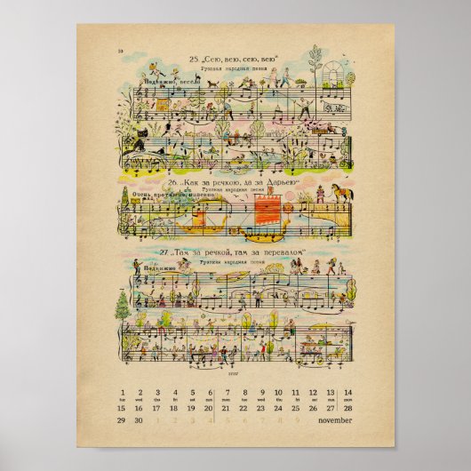 Poster Calendrier mensuel de novembre 2022 avec notes joy (Devant)