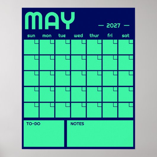 Poster Calendrier Mensuel Géant Non Daté de Couleur Vibra (Devant)
