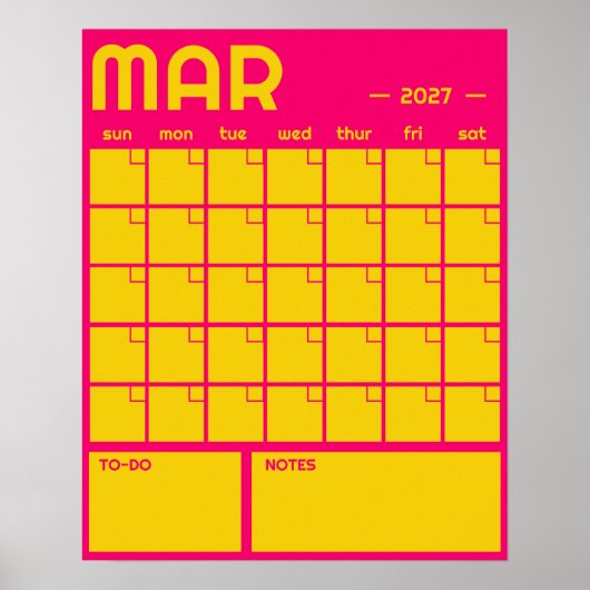 Poster Calendrier Mensuel Géant Non Daté de Couleur Vibra (Devant)