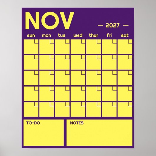 Poster Calendrier Mensuel Géant Non Daté de Couleur Vibra (Devant)