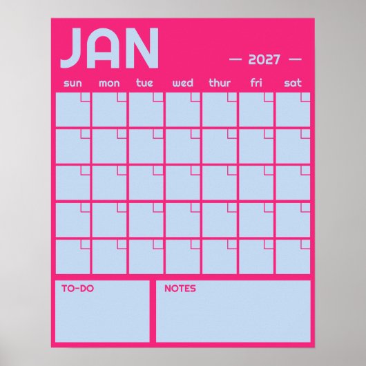 Poster Calendrier Mensuel Géant Non Daté de Couleur Vibra (Devant)
