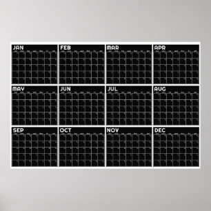 Poster Calendrier Mensuel Minimaliste Non Daté pour Mur