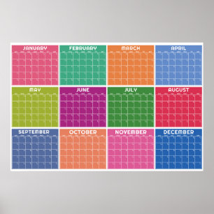 Poster Calendrier Mensuel Minimaliste Non Daté pour Mur