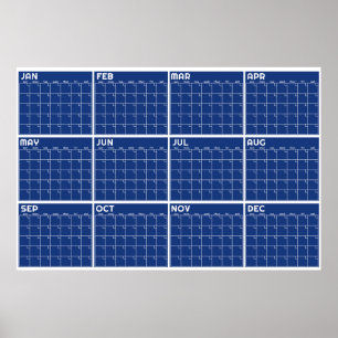 Poster Calendrier Mensuel Minimaliste Non Daté pour Plani