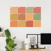 Poster Calendrier mensuel non daté de style boho aux tons (Bureau à domicile)
