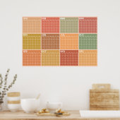 Poster Calendrier mensuel non daté de style boho aux tons (Cuisine)