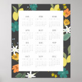 Poster Calendrier mensuel tendance 2025 Charbon Fleur sau (Devant)