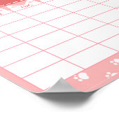 Poster Calendrier mensuel vierge thème Chat Rose (Coin)