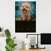 Poster Calendrier Miniature Caniche 2026 (Bureau à domicile)