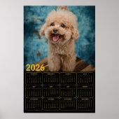 Poster Calendrier Miniature Caniche 2026 (Devant)