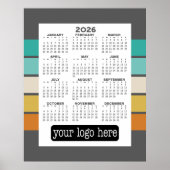 Poster Calendrier - Minimalisme Noir Blanc de Base (Devant)