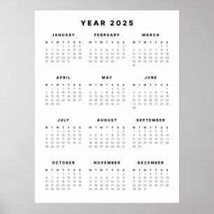 Poster Calendrier minimaliste 2025