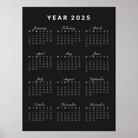Poster Calendrier minimaliste 2025 (Devant)
