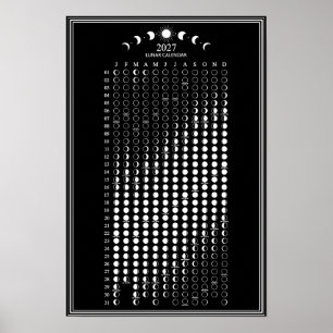 Poster Calendrier minimaliste des cycles lunaires 2027