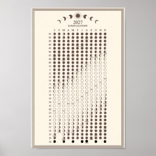 Poster Calendrier minimaliste des cycles lunaires 2027