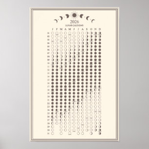 Poster Calendrier minimaliste des cycles lunaires de la p