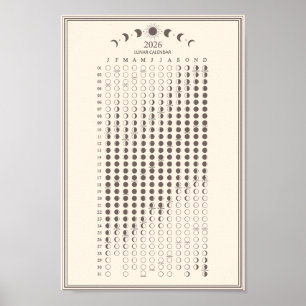 Poster Calendrier minimaliste des cycles lunaires de la p