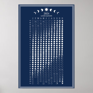 Poster Calendrier minimaliste des cycles lunaires de la p