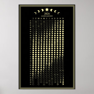 Poster Calendrier minimaliste des cycles lunaires et des
