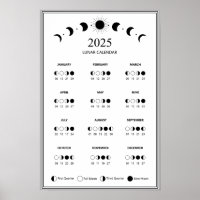Calendrier minimaliste des phases lunaires 2025