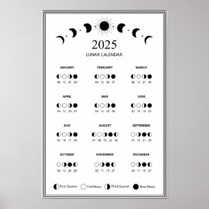 Poster Calendrier minimaliste des phases lunaires 2025