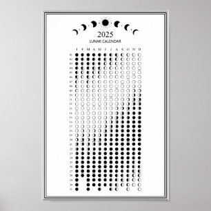 Poster Calendrier minimaliste des phases lunaires 2025