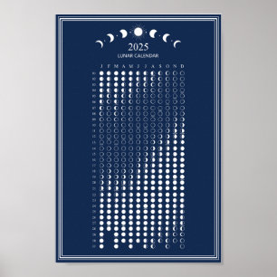 Poster Calendrier minimaliste des phases lunaires 2025