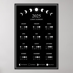 Poster Calendrier minimaliste des phases lunaires 2025