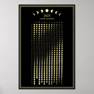 Poster Calendrier minimaliste des phases lunaires 2025