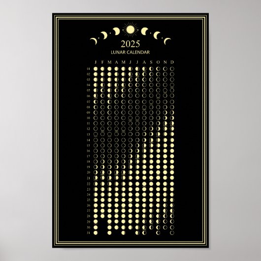 Poster Calendrier minimaliste des phases lunaires 2025 (Devant)