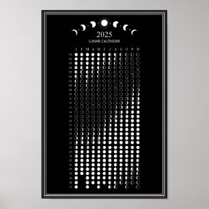 Poster Calendrier minimaliste des phases lunaires de 2025