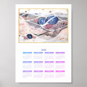 Poster Calendrier Moderne Abstrait Année complète 2020 Ga