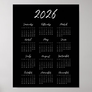 Poster Calendrier moderne noir 2025