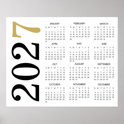 Poster Calendrier Moderne Or Noir 2027 (Devant)