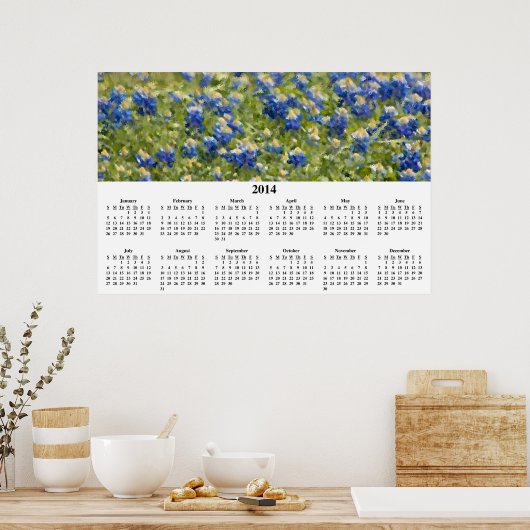 Poster Calendrier mural 2014 des Lupins Bleus peints (Cuisine)