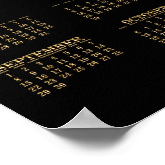 Poster Calendrier mural 2024 Noir/Or (Coin)