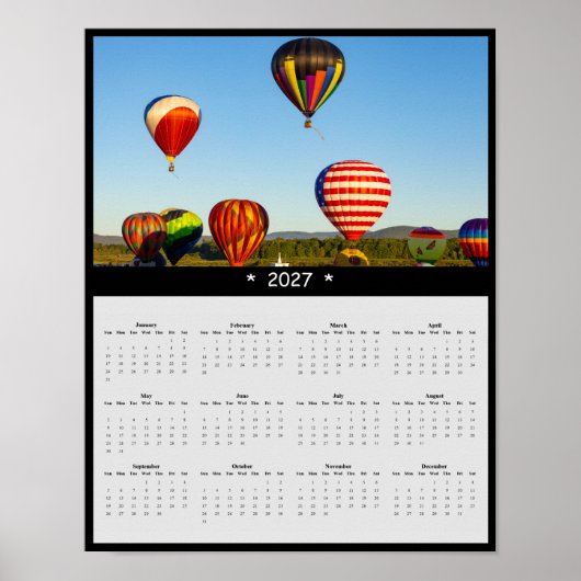 Poster Calendrier Mural 2027 Ballon à Air Chaud - Heure D (Devant)