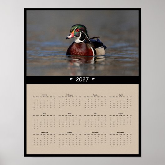Poster Calendrier mural 2027 Canard branchu - Nature Oise (Devant)