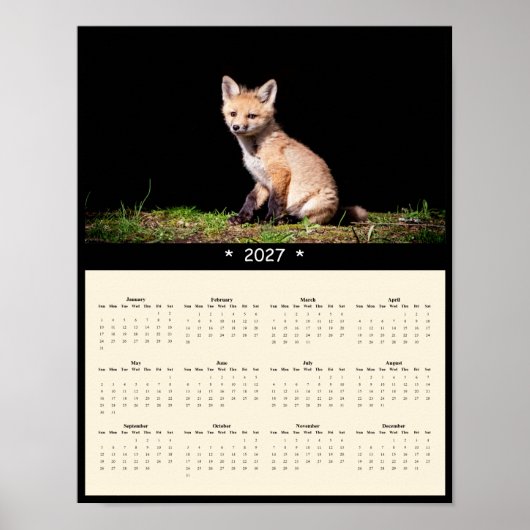 Poster Calendrier mural 2027 de Kit Renard roux : Petit p (Devant)