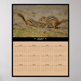 Poster Calendrier mural 2027 Écureuil rayé - Observateur