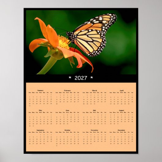 Poster Calendrier mural 2027 Papillon monarque - Pollinis (Devant)