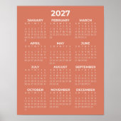 Poster Calendrier mural 2027 simple terracotta de base (Devant)