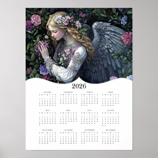 Poster Calendrier mural annuel complet de l'ange 2026 (Devant)