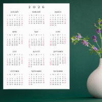 Calendrier mural annuel pour le bureau à domicile