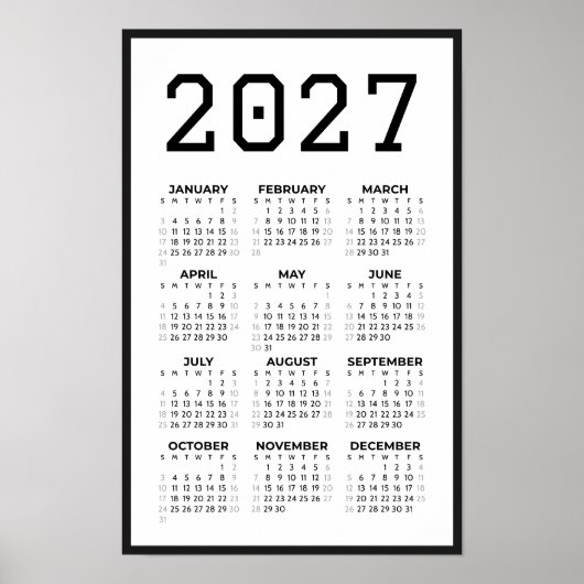 Poster Calendrier mural de base pour l'année complète 202 (Devant)