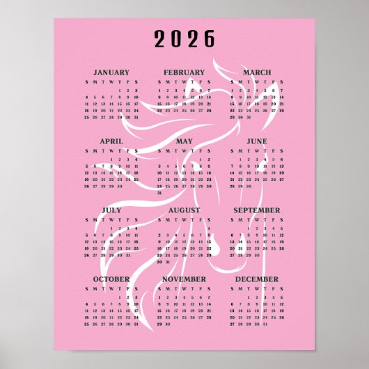 Poster Calendrier mural de conception de beau cheval 2026 (Devant)