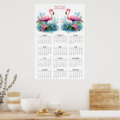 Poster Calendrier mural Flamant Rose Romance Tropical : 2 (Cuisine)