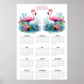 Poster Calendrier mural Flamant Rose Romance Tropical : 2 (Devant)