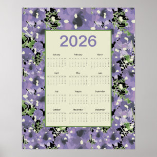 Poster Calendrier mural Fleurs violettes 2026