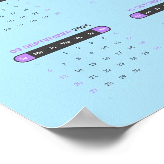 Poster Calendrier mural Iris Violet 2026 (Coin)